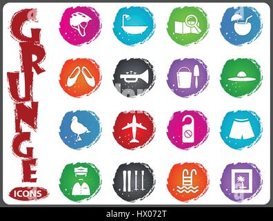 Travel icon set for web sites and user interface in grunge style Stock Vector