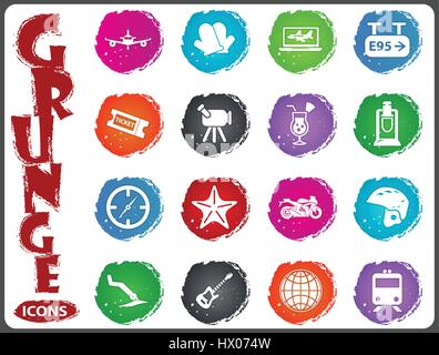 Travel icon set for web sites and user interface in grunge style Stock Vector