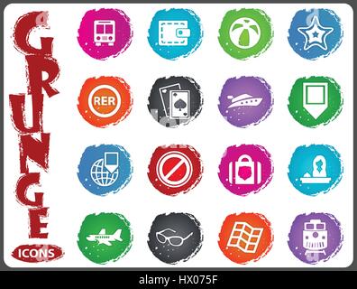 Travel icon set for web sites and user interface in grunge style Stock Vector