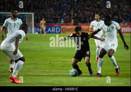 Bangkok, Thailand. 23rd Mar, 2017. 23 March, 2017. Chanathip Songkrasin (C) of Thailand during 2018 FIFA World Cup Qualifier Group B match between Thailand and Saudi Arabia at the Rajamangala National Stadium in Bangkok, Thailand. Credit: Anusak Laowilas/Pacific Press/Alamy Live News Stock Photo