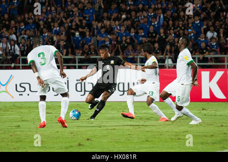 Bangkok, Thailand. 23rd Mar, 2017. 23 March, 2017. Siroch Chatthong (C) of Thailand during 2018 FIFA World Cup Qualifier Group B match between Thailand and Saudi Arabia at the Rajamangala National Stadium in Bangkok, Thailand. Credit: Anusak Laowilas/Pacific Press/Alamy Live News Stock Photo