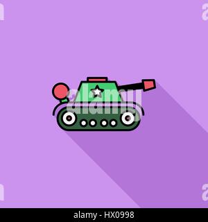 Tank toy icon. Flat vector related icon with long shadow for web and mobile applications. It can be used as - logo, pictogram, icon, infographic eleme Stock Vector