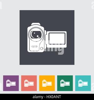 Video camera single flat icon. Vector illustration. Stock Vector
