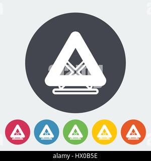 Warning triangle. Single flat icon on the circle. Vector illustration. Stock Vector