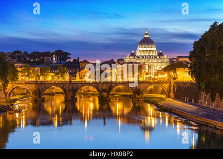 Sunset at Saint Peter Basilica, Rome, Italy Stock Photo