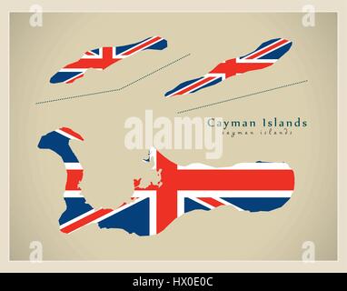Modern Map - Cayman Islands flag colored KY Stock Vector