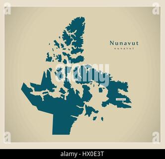 Modern Map - Nunavut CA Stock Vector