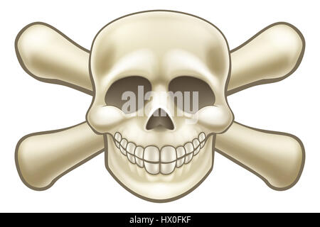 Cartoon Halloween pirate skull and crossbones skeleton illustration Stock Photo