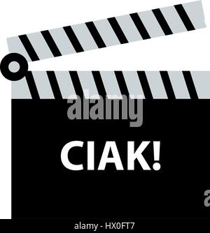clapperboard icon illustrated on a white background in vector Stock Vector