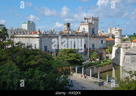 View towards the Palace of Segundo Cabo, facing Plaza de Armas, in Old Havana, Cuba Stock Photo