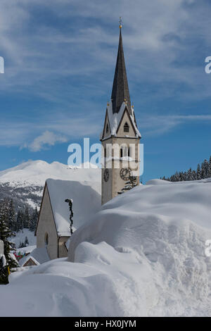 Ancient church in Arabba, little village in Livinallongo, Veneto, Italy Stock Photo