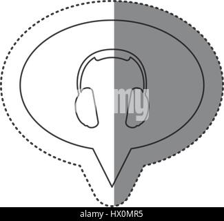 sticker of monochrome contour of oval speech with musical note icon ...