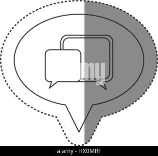 sticker of monochrome contour of oval speech with folder icon Stock ...