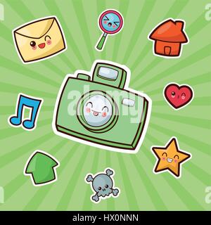 kawaii camera photographic image Stock Vector