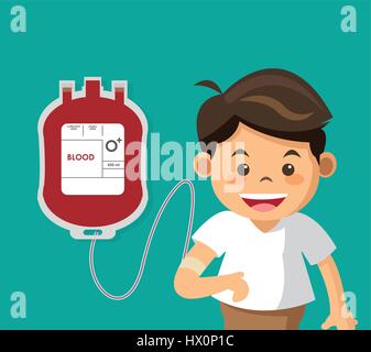 cute boy with bag blood Stock Vector