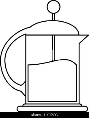 french press coffee maker outline Stock Vector