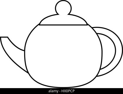 teapot beverage ceramic outline Stock Vector