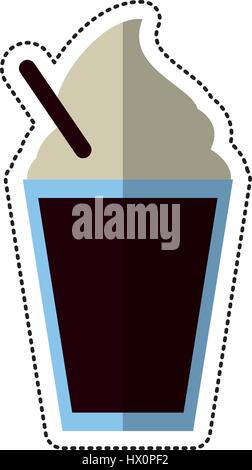 cartoon glass cup cold coffee fresh Stock Vector