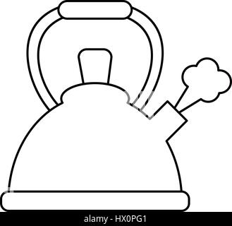 kettle whistling hot beverage outline Stock Vector