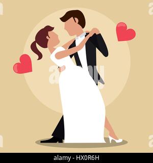 couple just married dancing Stock Vector