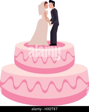 wedding cake couple sweet Stock Vector