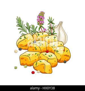 Potatoes dish vector illustration with spices Stock Vector