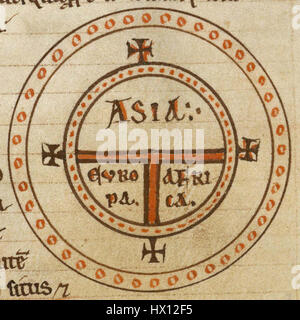 Diagrammatic T O world map   12th c Stock Photo