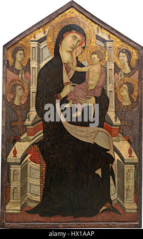 Follower of Duccio (Master of Badia a Isola) Madonna and Child Enthroned with Angels. Washington NGA Stock Photo
