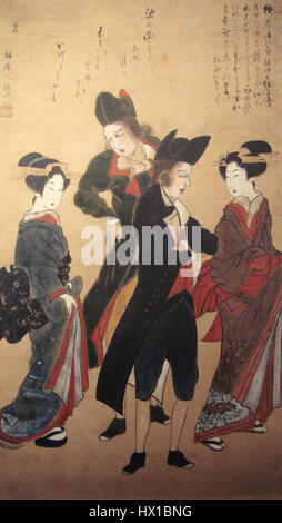 Dutchmen with Courtesans Nagasaki c1800 Stock Photo