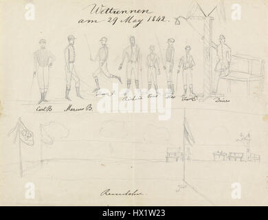 Franz Joseph Kinderzeichnung Wettrennen 1842 Stock Photo