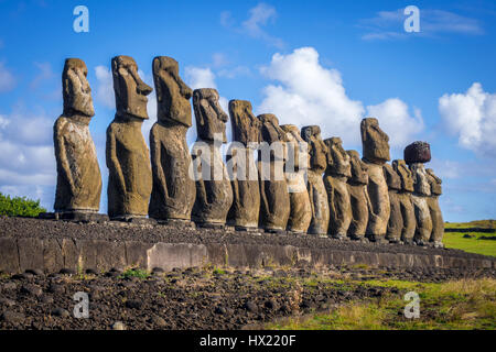 Moais statues, ahu Tongariki, easter island, Chile Stock Photo