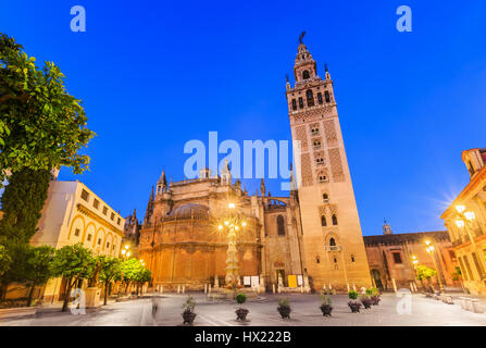 Seville, Spain. Cathedral of Saint Mary of the See with the Giralda bell tower. Stock Photo