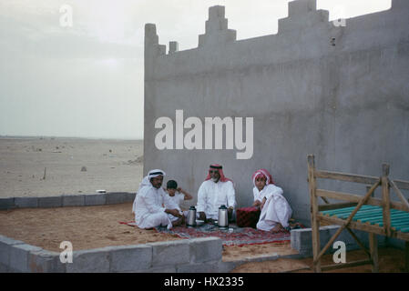 Riyadh Saudi Arabia -- Saudi's relax at their rest house in the desert outside of Riyadh. Stock Photo