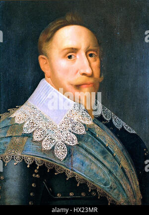 Gustav II Adolf of Sweden, King of Sweden from 1611 to 1632, in a portrait by Jacob Hoefnagel, a Flemish artist, circa 1624. Stock Photo