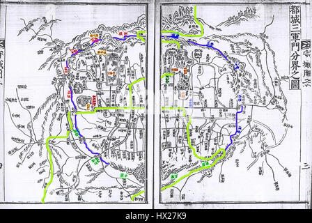 Korean old maps Three divisions of Hanyang(Seoul)01 Stock Photo