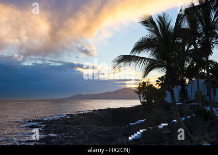 afternoon mood at Puerto del Carmen coastline of Lanzarote Stock Photo