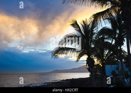 afternoon mood at Puerto del Carmen coastline of Lanzarote Stock Photo