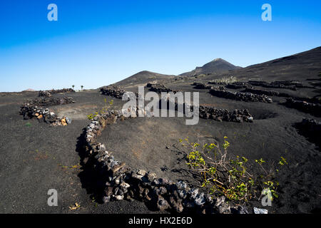 the archaic landscape of Timanfaya Nationalpark on the island of  Lanzarote Stock Photo