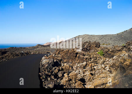 the archaic landscape of Timanfaya Nationalpark on the island of  Lanzarote Stock Photo