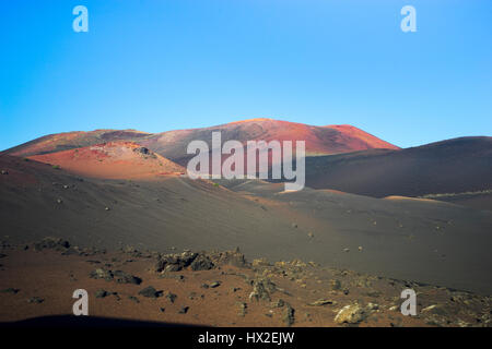 the archaic landscape of Timanfaya Nationalpark on the island of  Lanzarote Stock Photo