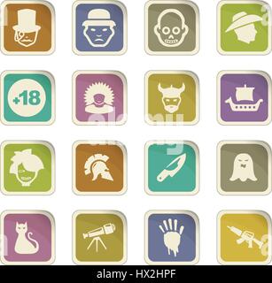 Set of movie genres black icons isolated on white. Vector illustration Stock Vector