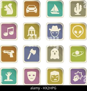 Set of movie genres black icons isolated on white. Vector illustration Stock Vector