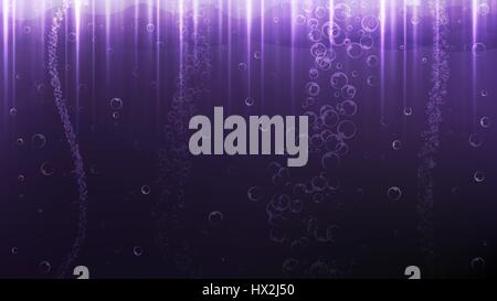 Vector graphics Beautiful colorful background with bubbles and rays on the bottom of the sea Stock Vector