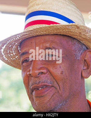 Dominican Republic portrait of elderly man in Puerto Plata. Stock Photo
