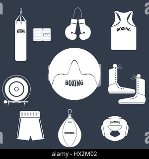 Boxing icons in a flat style, martial arts Stock Vector