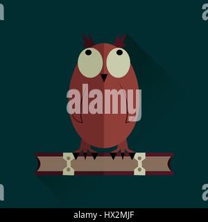Owl in a flat style sits on the book, the shadow of the gradient Stock Vector
