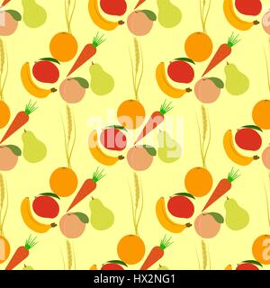 Seamless fruits pattern. Abstract background with fruits. Healthy food texture. Vector illustration Stock Vector