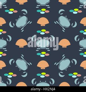 Marine pattern, seamless vector illustration depicting the wheel and bell Stock Vector