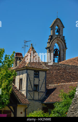 Pigeonnier and church at Rocamadour, in the Lot region of Occitanie, France Stock Photo