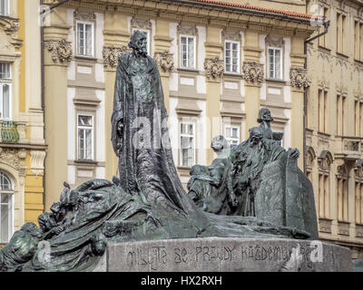 Jan Hus monument at the Old Town Square, Praque, Czech Republic Stock Photo